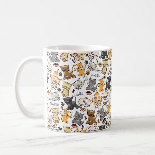 Caneca De Café Gatos de Gatinhos Repletos (Esquerda)