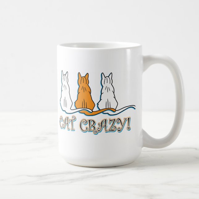 Caneca De Café Gatos De Gato De Laranja Louco (Direita)