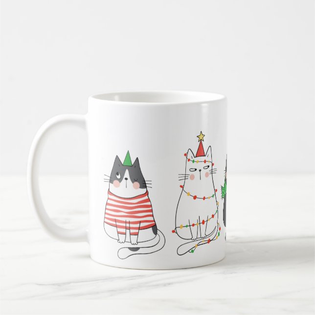 Caneca De Café Gatos de Natal bonitos (Esquerda)