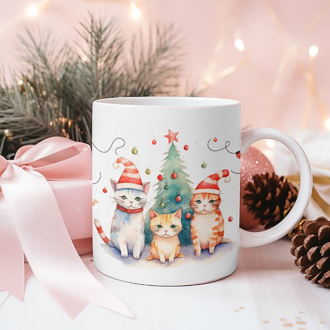 Caneca De Café Gatos De Natal Bons E Felizes (Criador carregado)