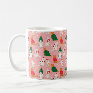 Caneca De Café Gatos de Natal no Padrão Festivo de Aposentado