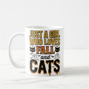 Caneca De Café Gatos de Outono Garota de Halloween Design Gráfico