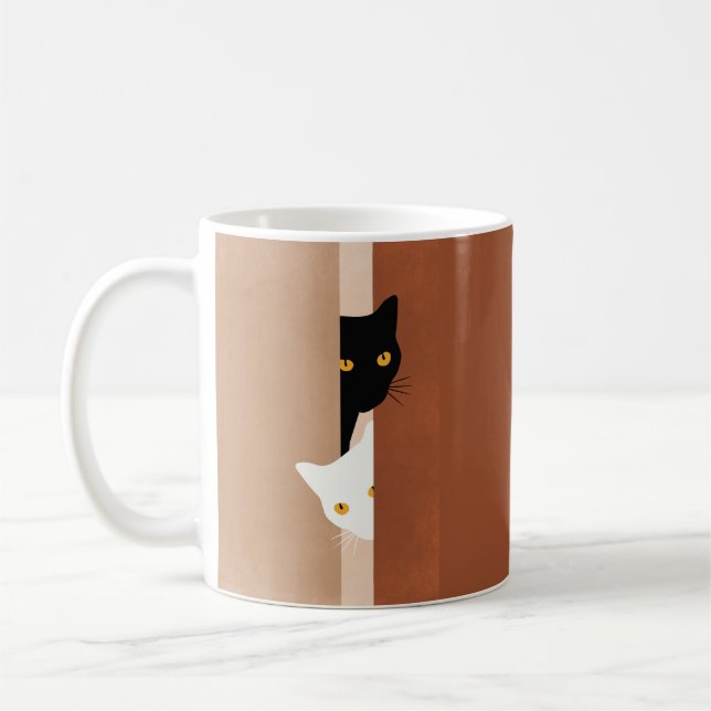 Caneca De Café Gatos De Pequim Simples, Gatos Brancos Pretos (Esquerda)