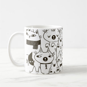 Caneca De Café Gatos de rabisco: padrão perfeito engraçado.
