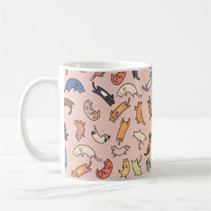 Caneca De Café Gatos de rabisco sem costura, ilustração