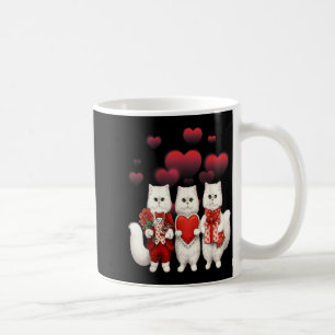Caneca De Café Gatos de São Valentim Fofos Segurando Corações Amo