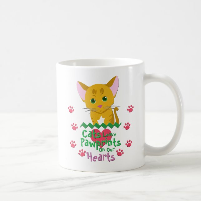 Caneca De Café Gatos Deixam Pawprint (Direita)
