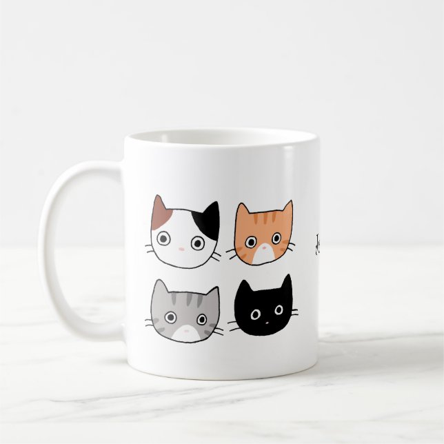 Caneca De Café Gatos divertidos e bonitos Gatinhos Nome personali (Esquerda)
