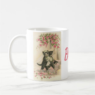 Caneca De Café Gatos do casamento vintage - noiva,