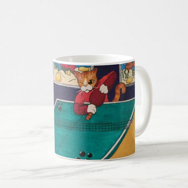 Caneca De Café Gatos do ténis de mesa (Frente Esquerda)