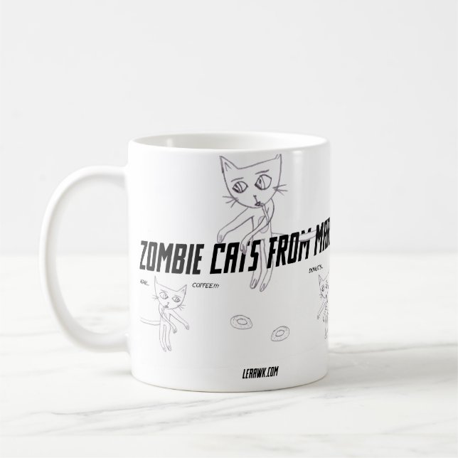 Caneca De Café Gatos do zombi de Marte #06 (Esquerda)