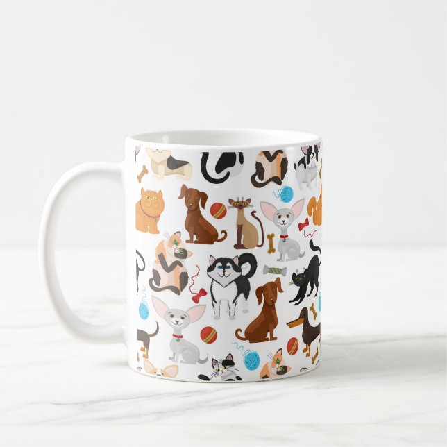 Caneca De Café Gatos e Cães Cachorros (Esquerda)