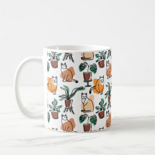Caneca De Café Gatos e flores para desenho de linhagens
