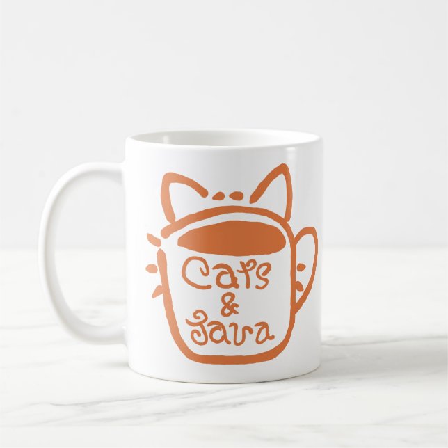 Caneca De Café Gatos e Java Laranja (Esquerda)