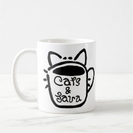 Caneca De Café Gatos e Java Preto