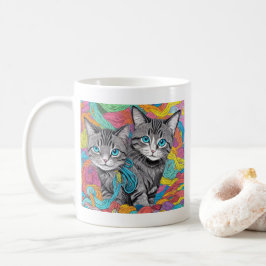 Caneca De Café Gatos e Lã