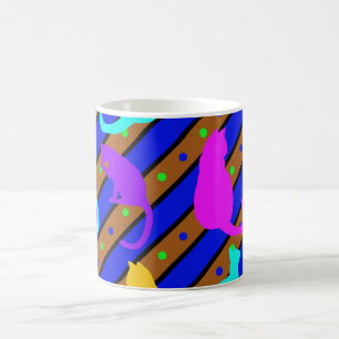 Caneca De Café Gatos e polkadots Coloridos