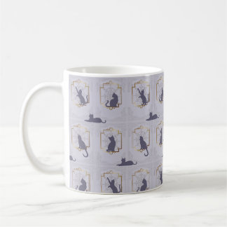 Caneca De Café Gatos Elegantes Art Déco - Lavanda