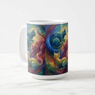 Caneca De Café Gatos em Ação - Uma Abstração