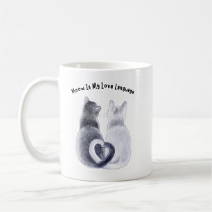Caneca De Café Gatos em aquarela minimalista coração cauda melhor