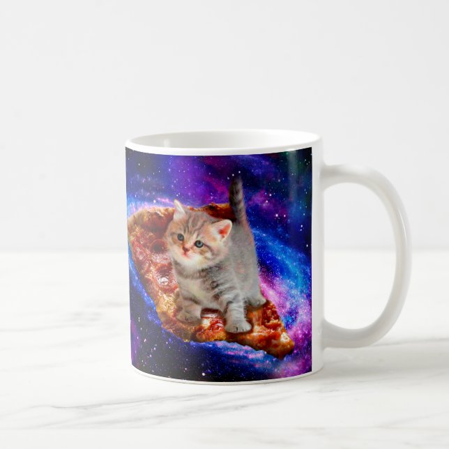 Caneca De Café Gatos em pizza espacial (Direita)