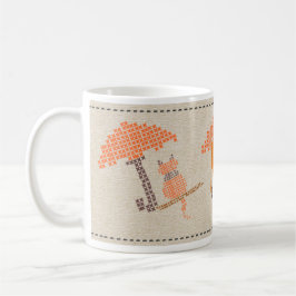 Caneca De Café Gatos Engraçados Brilhantes Monogramas