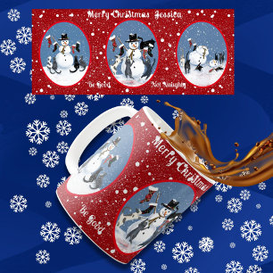 Caneca De Café Gatos Engraçados e Homem de Neve Vermelho Personal