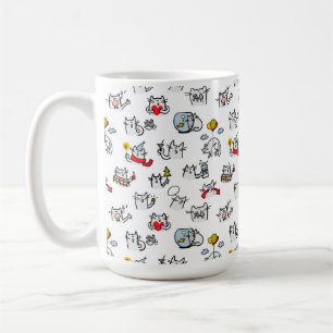 Caneca De Café Gatos engraçados, leite e magia.
