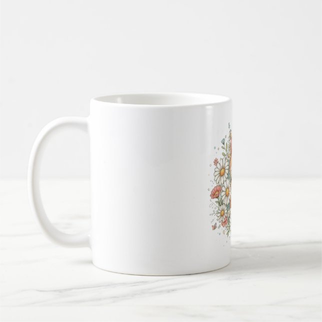 Caneca De Café gatos flores gerados por ia (Esquerda)