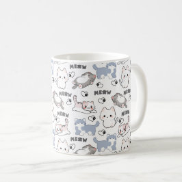 Caneca De Café Gatos Fofinhos e Corações Meow