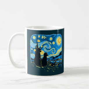 Caneca De Café Gatos Frescos Frescos Noite Van Gogh Pai Mãe Filho