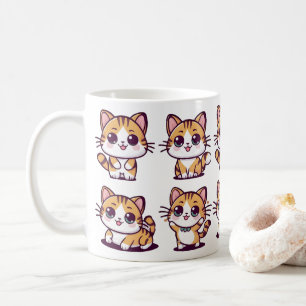 Caneca De Café Gatos Kawaii Cute posando