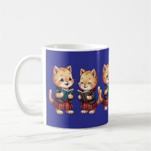 Caneca De Café Gatos Laranja Fofos Lendo Poesia da Noite de Burns