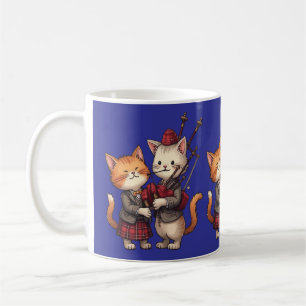Caneca De Café Gatos Laranja Tocando Gaita de Foles e Usando Xadr