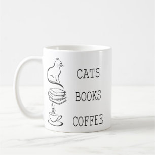 Caneca De Café Gatos Livros Café para Leitores Que Adoram Café