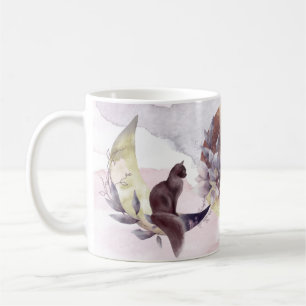 Caneca De Café Gatos Mágicos adoram a Lua