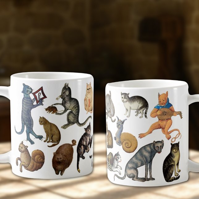 Caneca De Café Gatos Medievais Estranhos (Criador carregado)