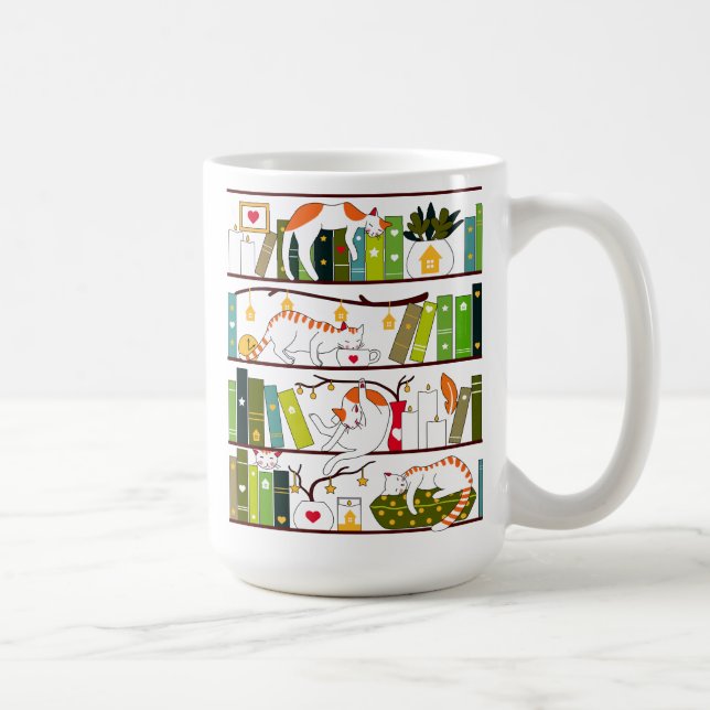 Caneca De Café Gatos Na Bolsa, Presente De Gato E Livro (Direita)
