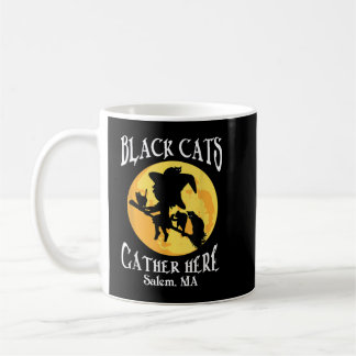 Caneca De Café Gatos Negros Juntam Aqui Salem, Bruxa de Halloween