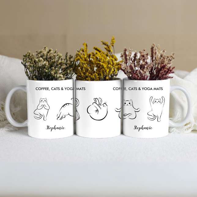 Caneca De Café Gatos Personalizados Bonitos Yoga Mats (Cute Personalized Cats Yoga Mats Coffee Mug)