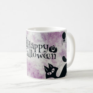 Caneca De Café Gatos Pretos do Dia das Bruxas Abóboras Más Coruja