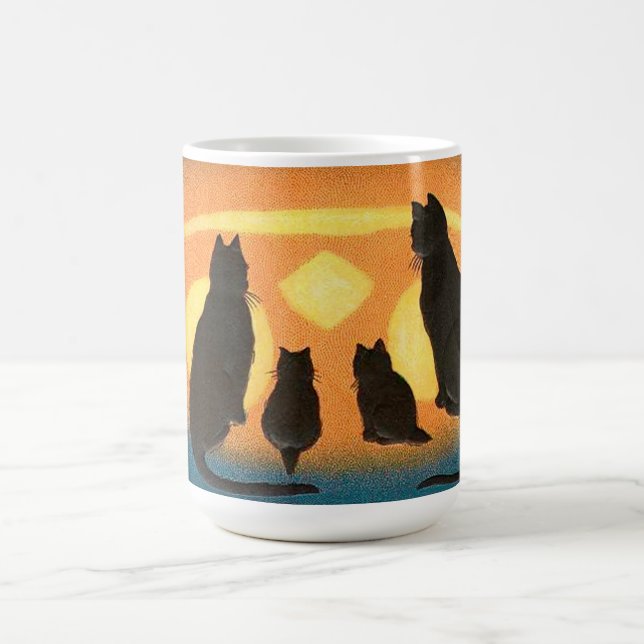 Caneca De Café Gatos Pretos e Abóbora (Centro)