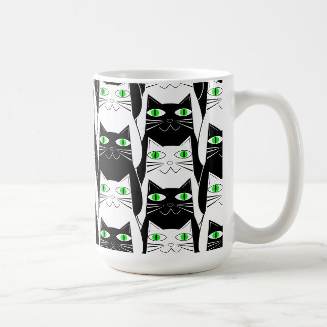 Caneca De Café Gatos Pretos e Brancos (Direita)