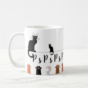Caneca De Café Gatos Pretos E Peças Ps