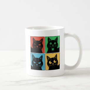 Caneca De Café Gatos Pretos Engraçados e Curiosos Vintage