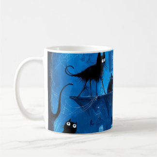 Caneca De Café Gatos pretos góticos assustadores de Halloween cap