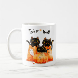 Caneca De Café Gatos Pretos no Saco Doces   Trick ou Treine o Hal