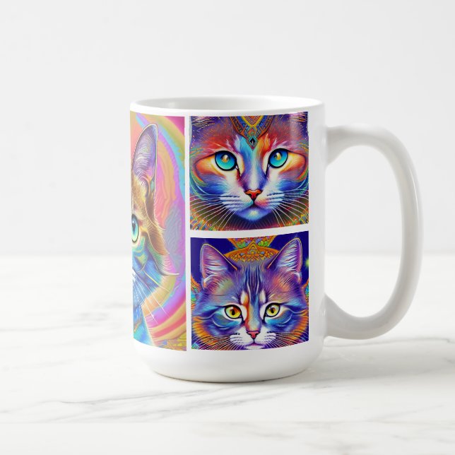 Caneca De Café Gatos Reais Coloridos Psicodélicos (Direita)