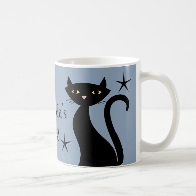 Caneca De Café Gatos Retro Pretos, azul de boia de construção (Direita)