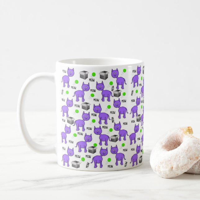 Caneca De Café Gatos Roxos (Com Donut)